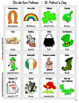 Preview of Día de San Patricio - Bingo Bilingue - St. Patrick's Day - Bilingual Bingo