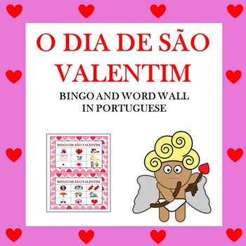Preview of Dia de São Valentim: Portuguese Valentine's Day Bingo Game and Word Wall