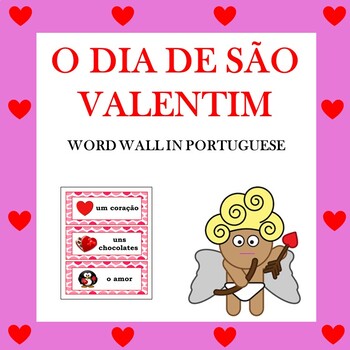 Preview of Dia de São Valentim: Portuguese Valentine's Day  Word Wall