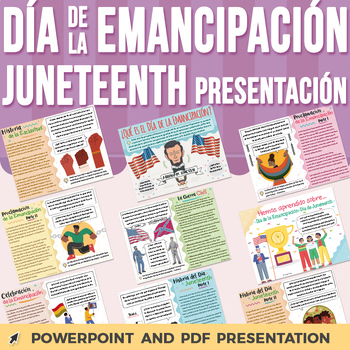 Preview of Día de la Emancipación, Día Juneteenth Presentación PowerPoint | Discussion Q's