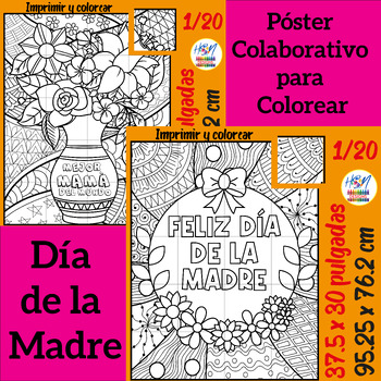 Preview of Día de la Madre Póster Colaborativo para Colorear, Spanish Poster Bundle Crafts