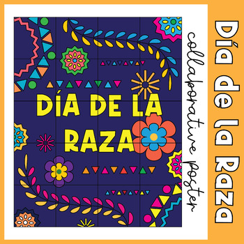 Preview of Día de la Raza Collaborative Poster Art Coloring page Day of Race Bulletin board