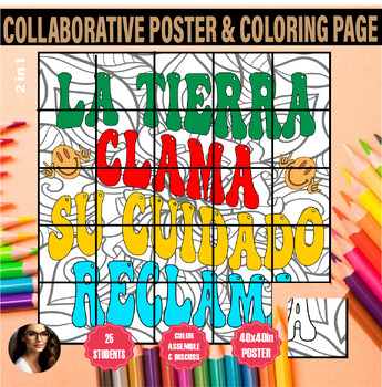 Preview of Día de la Tierra: Actividad de colorear un póster colaborativo