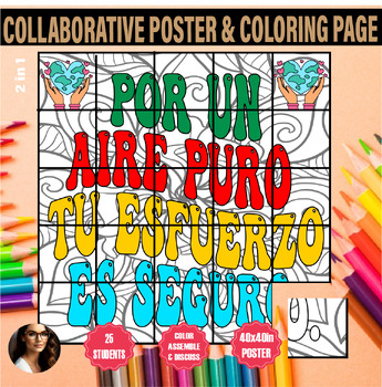 Preview of Día de la Tierra: Actividad de colorear un póster colaborativo