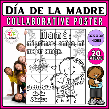 Preview of Día de la Ma﻿dre Collaborative Coloring Poster | Spanish Mother's Day Craft