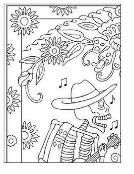 dia de los muertos couple coloring pages