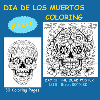 Preview of Dia de los Muertos Bundle | Day of The Dead Sugar Skulls Coloring Activities