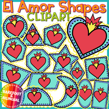 Preview of El Amor Heart 2D Shapes | Dia de los Muertos Clipart