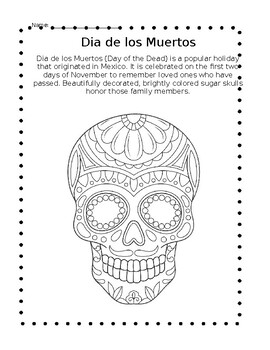 Preview of Dia de los Muertos Coloring Page