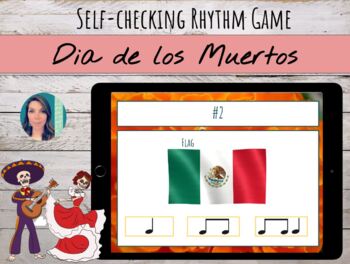 Preview of Dia de los Muertos / Day of the Dead Digital Self-Checking Rhythm Game on Slides