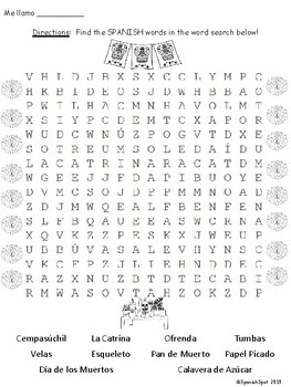 Día de los Muertos / Day of the Dead FREE!!! Word Search by SpanishSpot