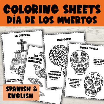 Preview of Día de los Muertos | Day of the dead Spanish | Symbols | COLORING SHEETS
