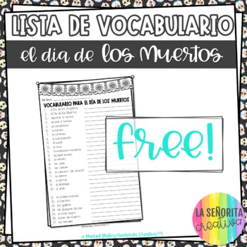 Preview of Día de los Muertos Spanish Vocab List FREE | Day of the Dead