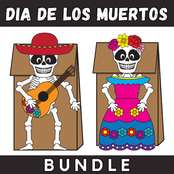 Preview of Dia de los Muertos Suger Skull, Frida Skull Paper Bag Puppet | Day of the Dead