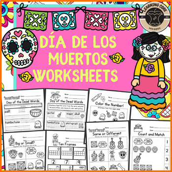 Preview of Dia de los Muertos Worksheets Day of the Dead PreK Kindergarten First TK UTK