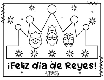 Preview of Corona de Dia de los Reyes Magos para colorear / Tree Kings Day colouring page