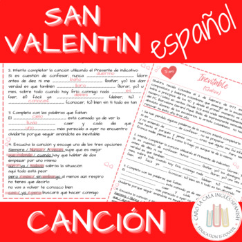 Preview of Día de los enamorados Canción Español - St Valentine's Day Spanish Song