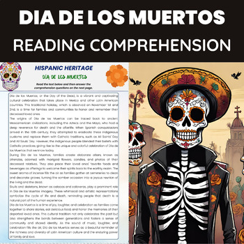Preview of Dia de los muertos Reading Comprehension | Day of the dead Reading Comprehension