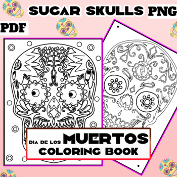 Preview of Dia de los muertos Sugar Skulls Coloring Book Day of the dead