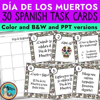Preview of Dia de los muertos Task Cards SPANISH