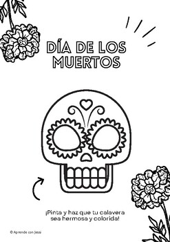 Día de los muertos para colorear by Aprende con Jessi | TPT