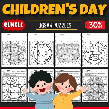 Preview of Children's day Jigsaw Coloring Puzzles - Fun Childrens day Games & Activities