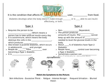 Preview of Diabetes Graphic Organizer