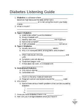 Preview of Diabetes Presentation Listening Guide