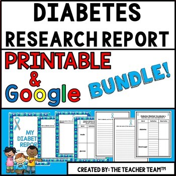 Preview of Diabetes Report Printable and Google Slides Bundle