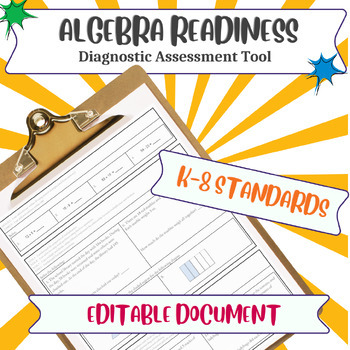 Preview of Diagnostic Assessment - Algebra Readiness K-8 Standards