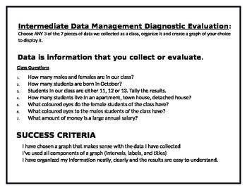 Preview of Diagnostic Assessment for Data Management - Grade 7/8