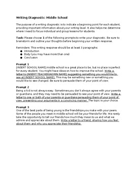 Preview of Diagnostic Writing Sample-Persuasive/Argument