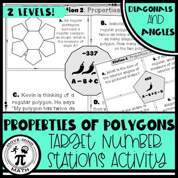 Preview of Diagonals, Interior and Exterior Angles of Polygons Differentiated Stations