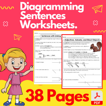 Preview of Diagramming Sentences Worksheets - Grammar Practice Worksheets with Answers