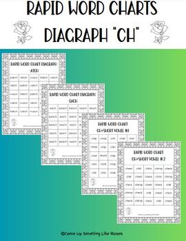 Preview of Decodable Diagraph Rapid Word Chart Bundle With Rime Patterns for Fluency