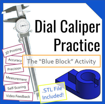 Preview of Dial Caliper Practice- Blue Block Activity for Engineering, Science, Technology