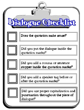 Dialogue Checklist by Teaching with a Louisiana Twist | TpT