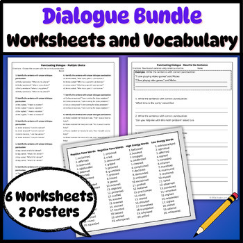 Preview of Dialogue Practice Bundle of Worksheets and Vocabulary Lists