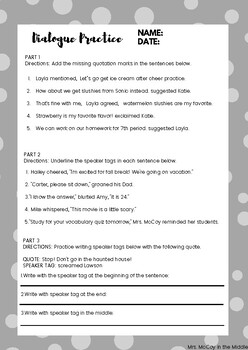 Preview of Dialogue Practice Worksheet