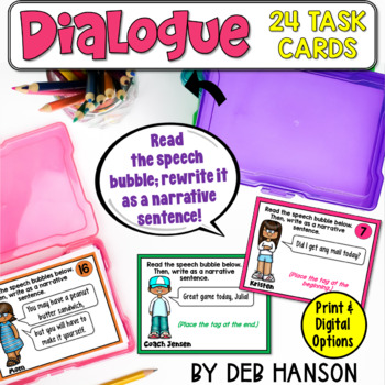Preview of Dialogue Task Cards: Practice Writing Sentences with Quotation Marks 3rd 4th 5th