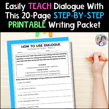 how to use dialogue in writing worksheet packet easy step