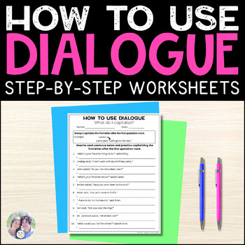 how to use dialogue in writing worksheet packet easy step by step sequence