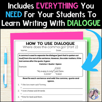 how to use dialogue in writing worksheet packet easy step by step sequence