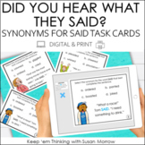 Dialogue and  Synonyms for Said Task Cards | Digital and Print