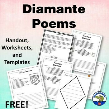 Preview of Diamante Poem Handout and Worksheets FREEBIE with Easel Activity