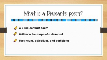 Diamante Poetry Lesson COMPLETE PowerPoint by Cross Your T's and Dot ...