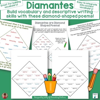 Preview of Diamond Shaped Diamontes - Writing Poetry and Developing Vocabulary