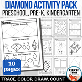 Diamond Worksheets Preschool, PreK, Kindergarten, Printabl