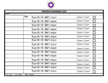 Preview of Diaper Changing Log
