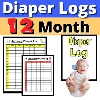 Preview of Diaper Changing Log Resource Paper & Digital 12 Month Editable Diapers Log